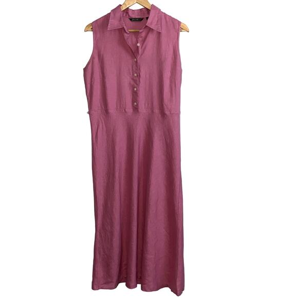 Eddie Bauer Maxi Dress 100% Linen Women Size 8 Pink Sleeveless * - Picture 1 of 6